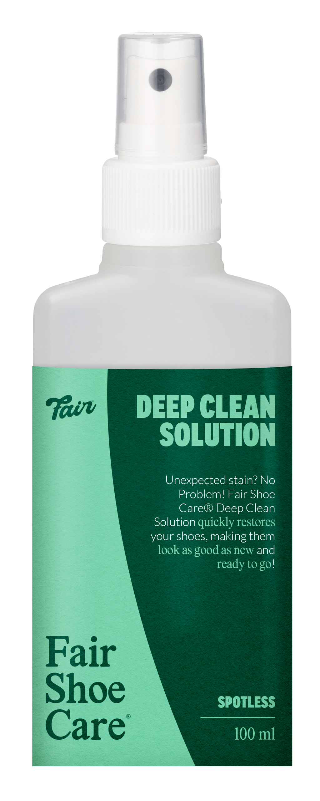 Fair Shoe Care Deep Clean Solution 100 ml spuitfles in verpakking